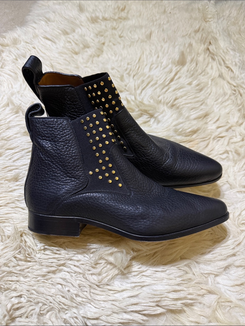 Chloe Authentic Black Boots with Gold Stud Accents 38.5/ Women’s 8.5